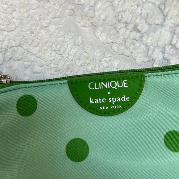 Clinique x Kate Spade Polka Dot Small Cosmetics Makeup Pouch NWT Mint Green - Picture 2 of 4